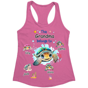 This Grandma Belongs to Cute Ocean Turtles Personalized Tank Top