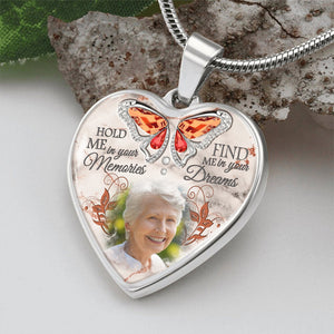 Personalized Hold Me in Your Memories Heart Necklace