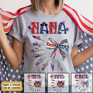 Personalized Grandma Patriotic With Firecrackers, Cute 4Th Of July T-Shirt