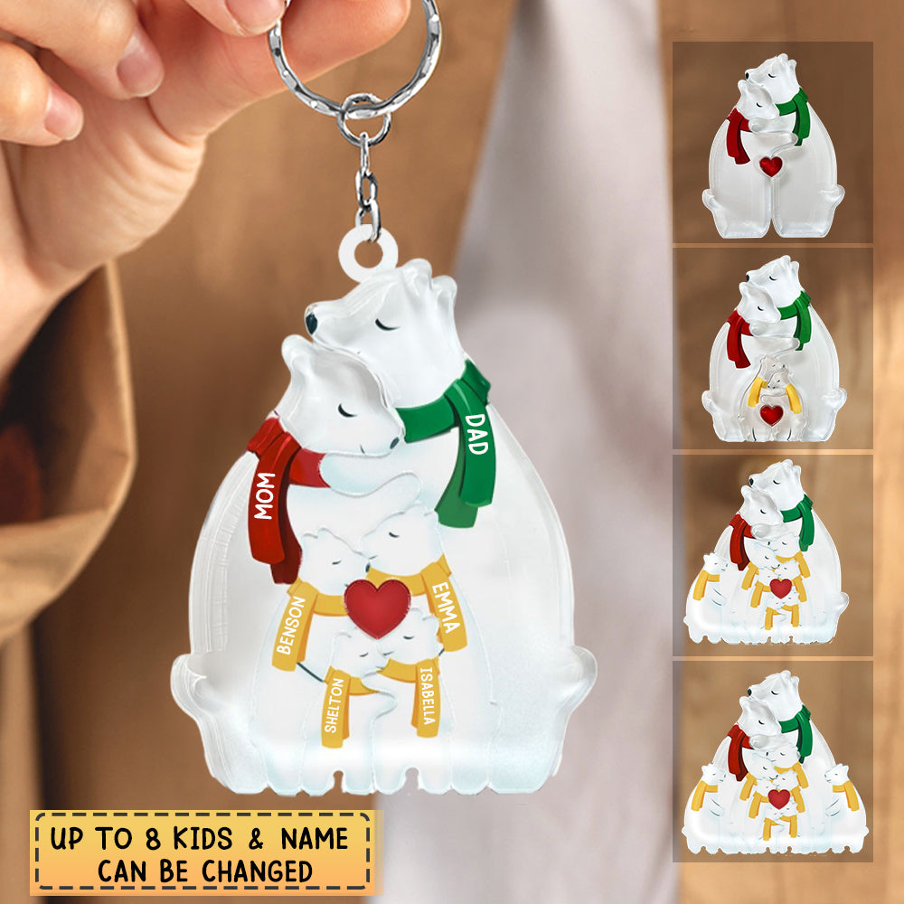 Personalized Hugging Bear Family Acrylic Keychain