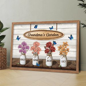 Personalized Birth Month Flowers Pots Poster - Grandma‘s Garden