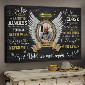 Personalized Memorial Gifts Angel Wings Until We Meet Again Dem Canvas/ Poster