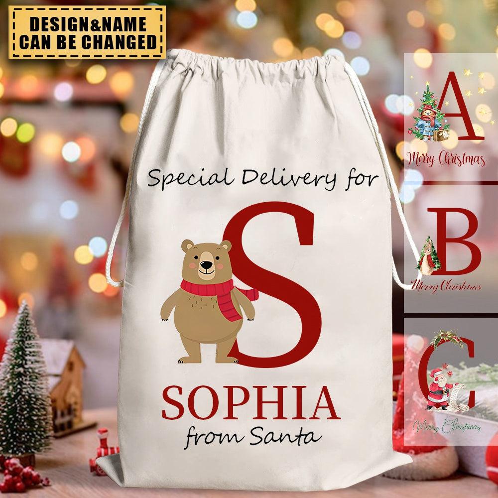 Personalized Name & Initial Christmas Gift Sack