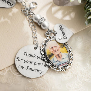 Personalized Lace Oval Photo Bouquet Charm Memorial Wedding Gift for Bride