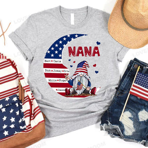 Personalized US 4th of July Grandma Kid Moon American Flag T-shirt