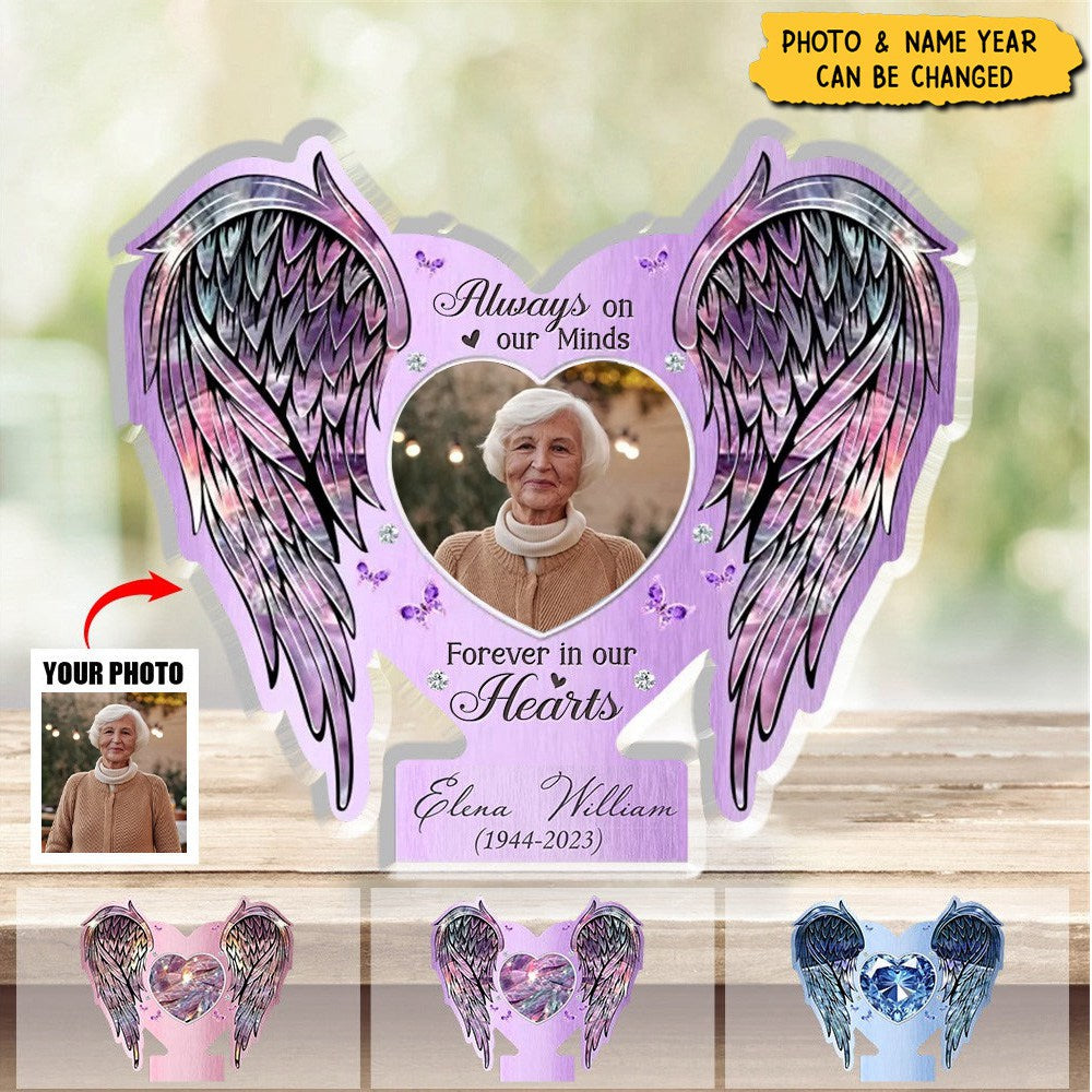 Personalized Memorial Wings Acrylic Plaque - Your Wings Were Ready But My Heart Was Not