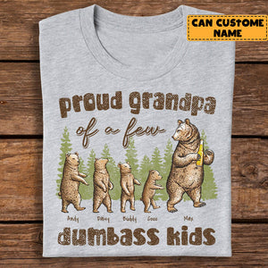 Personalized Proud Grandpa Of A Few Dumbass Kids Bear Family T-shirt