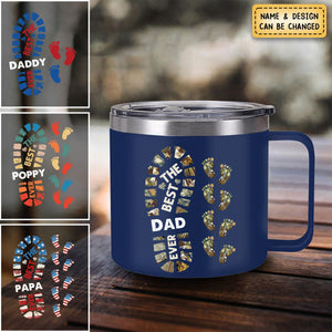 Personalized Gift  For Dad Foot Print 14oz Stainless Steel Tumbler With Handle