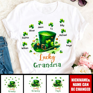 Personalized Lucky Grandma St Patricks Day Pure cotton T-shirt