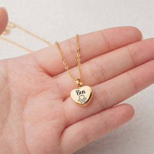 Personalized Heart Cremation Charm Necklace For Pet Ashes