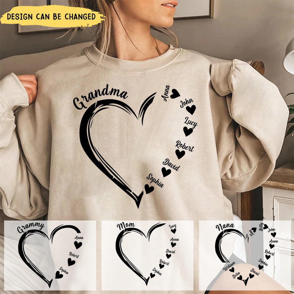 Personalized Grandma and Grandkids,Grandma Heart Sweatshirt