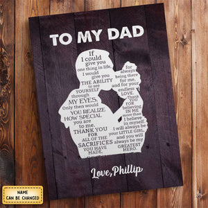 Personalized Gift For Dad From Daughter "My Greatest Hero" Premium Canvas