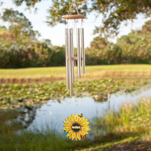 Personalized Mom Grandma Family Sunflower Wind Chimes