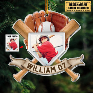 Personalized Christmas Gift For Baseball Son -  Acrylic Photo Ornament