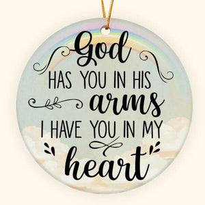 Personalized God Has You In His Arms Cat Lover Circle Ornament