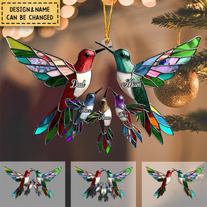 Family Members Christmas Hummingbird Together Personalized Acrylic Ornament