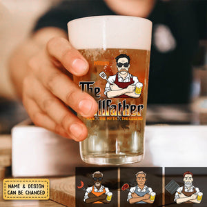 Personalized The Grillfather, The Real Master Family Beer Glass