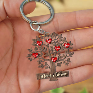 Mother’s day gift-Blessing Tree Personalized Name Keychain