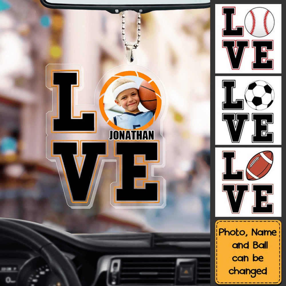 Gift For Grandson Custom Photo Love Sport  Ornament