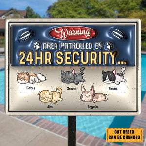 Warning Area Patrolled By Cute Sleeping Cats Personalized 3D Inflated Metal Sign