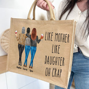 Like Mother Like Daughter - Personalized Jute Tote Bag