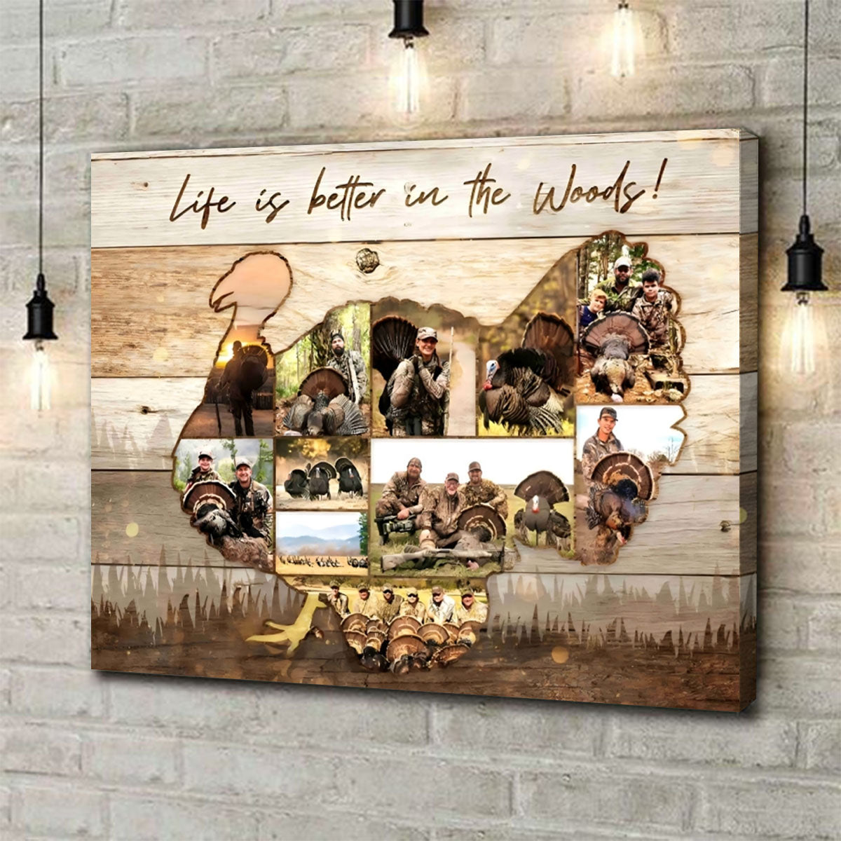 Personalized Turkey Photo Collage Canvas Poster - Gift For Hunters