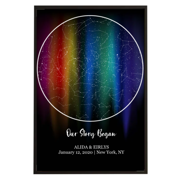 Personalized Star Map LGBTQ Rainbow Canvas Print - Custom Star Map by Date