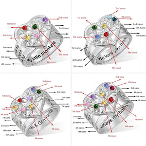 Personalized Family Tree Heart Ring Gift for Grandma