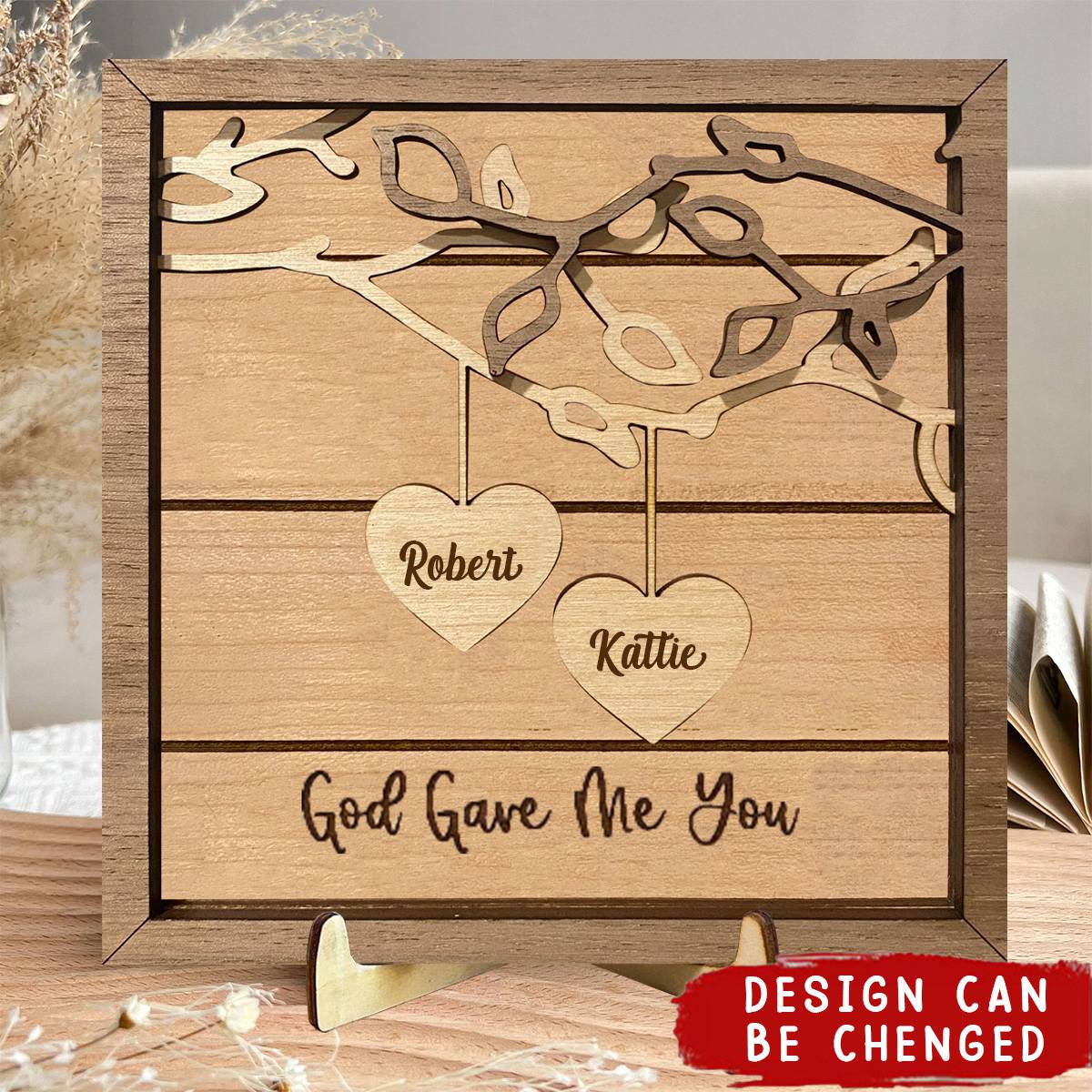 Personalized Couples Names - 2 Layers Wooden Plaque