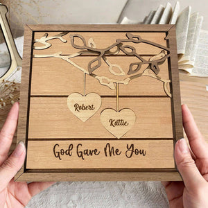 Personalized Couples Names - 2 Layers Wooden Plaque