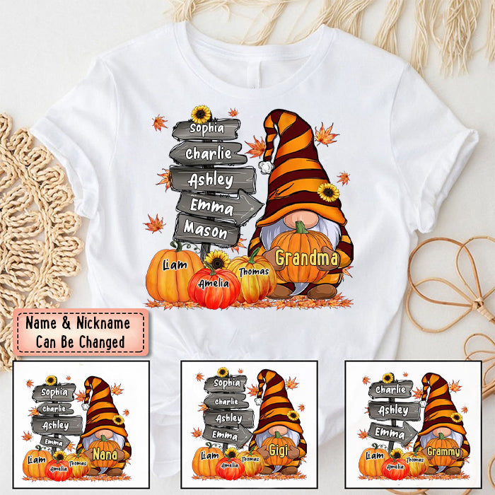 Grandma Mom Direction Sign Pumpkins Personalized T Shirt