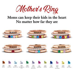 Personalized Grandma Mom Birthstone Ring Stack