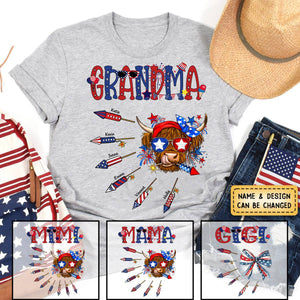 Personalized Grandma Patriotic With Firecrackers, Cute 4Th Of July T-Shirt