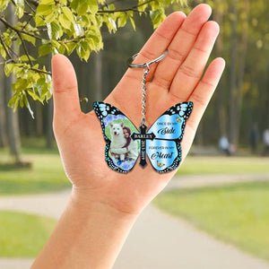 In Loving Memory Gifts – God Has You In His Arms Personalized Custom Butterfly Keychain