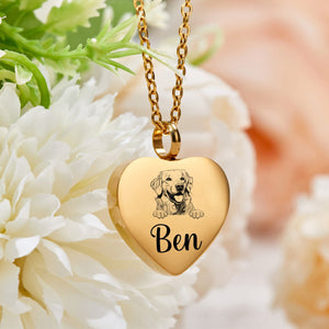 Personalized Tiny Heart Cremation Ash Urn Pendant Necklace Memorial Gift For Dog/Pet Lovers