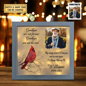 Good Bye Are Not The End-Personalized Cardinal Bird Light Shadow Box