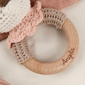 Personalized Baby Rattle Crochet Grasping Toy