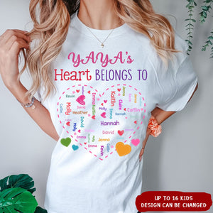 Personalized Gift For Grandma Heart Belongs To Pure Cotton T-Shirt