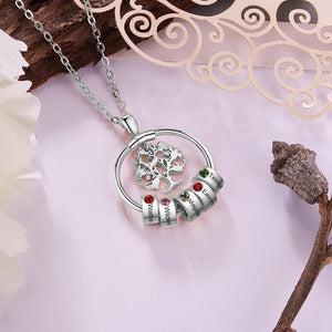 To My Sister-Tree of Life Heart Necklace With Custom Name&Birthstone Beads