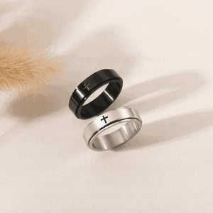 For Son-Cross Fidget Ring Anxiety Spinning Ring "Pray Through It"