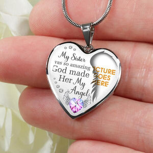 Custom Memorial Sister Family My Angel Heart Necklace