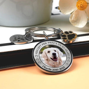 Personalized Memorial Pet Keychain - You left paw prints on my heart