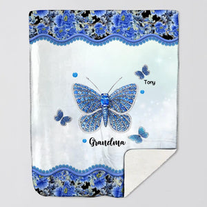 Personalized Butterflies & Flowers Grandma Kids Blanket