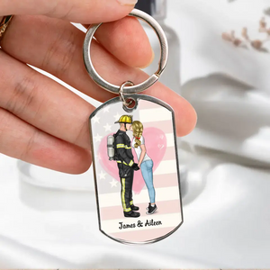 Personalized Engraved Stainless Steel Keychain Emergency Couple, Nurse and firefighter, Nurse and Cop, Army Wife, Police Couple, First responder Couple, Fireman and nurse