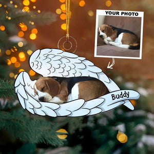 Pet On Angel Wings - Personalized Custom Photo Acrylic Ornament - Christmas Gift