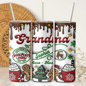 Personalized Grandma Santa Claus Approved Christmas Gift Skinny Tumbler