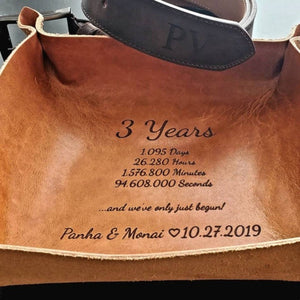 Personalized Leather valet tray - Couple,Anniversary Gift For Men