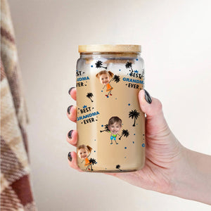 Custom Photo Best Nana Ever - Personalized Clear Glass Cup