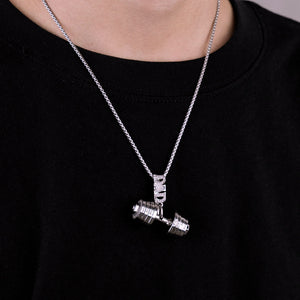 Personalized DAD Dumbbell Charm Necklace