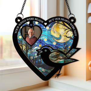 Custom Photo - Your Wings Were Ready - Personalized Window Hanging Suncatcher Ornament